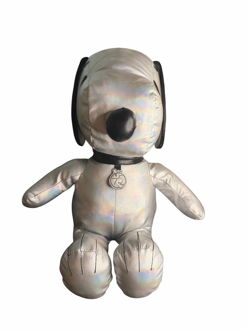 Peanuts 75th Anniversary Holographic Silver Snoopy Plush 14” NWT